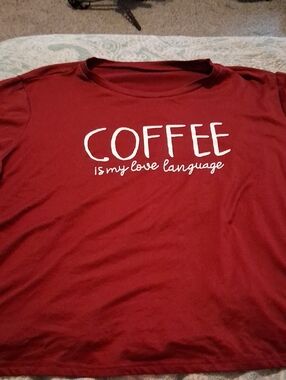 Coffee Is My Love Language Womens Graphic T-Shirt - Red